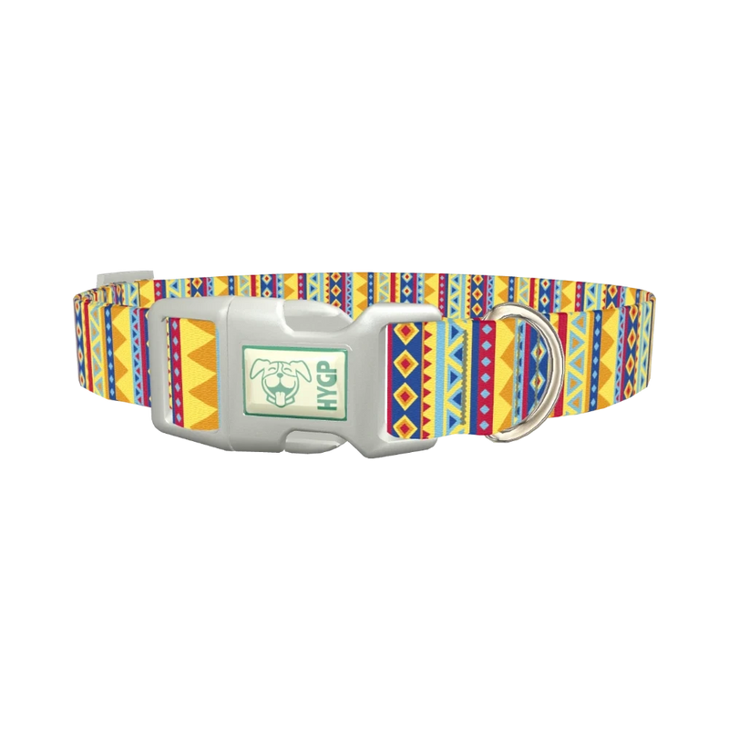 Geometric Stripe Dog Collar - plastic silver
