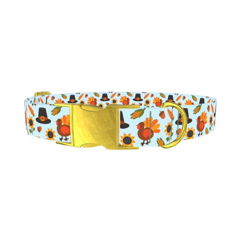 Thanksgiving Turkey Dog Collar - metal gold