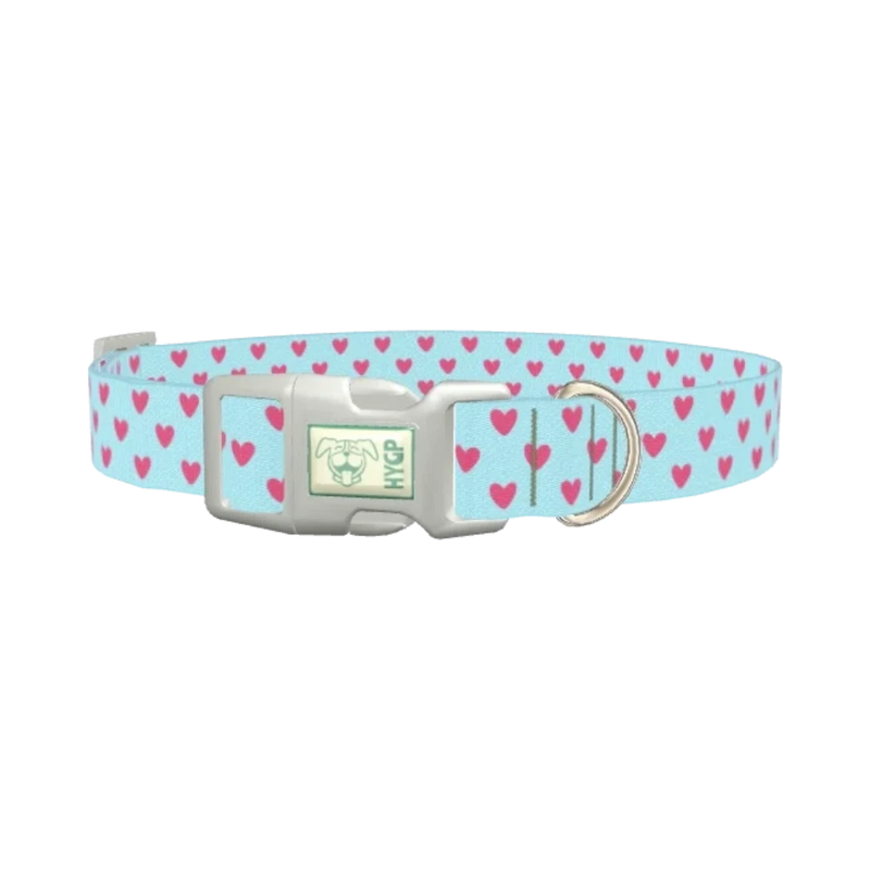 Hearts Pattern Dog Collar - plastic silver