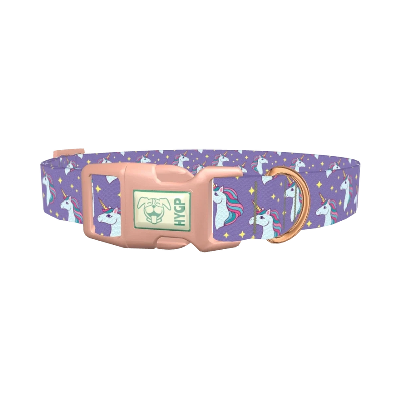 Purple Unicorn Magic Dog Collar - plastic rose gold