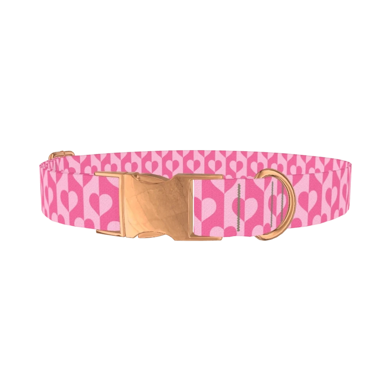 Pink Half Heart Dog Collar - metal rose gold