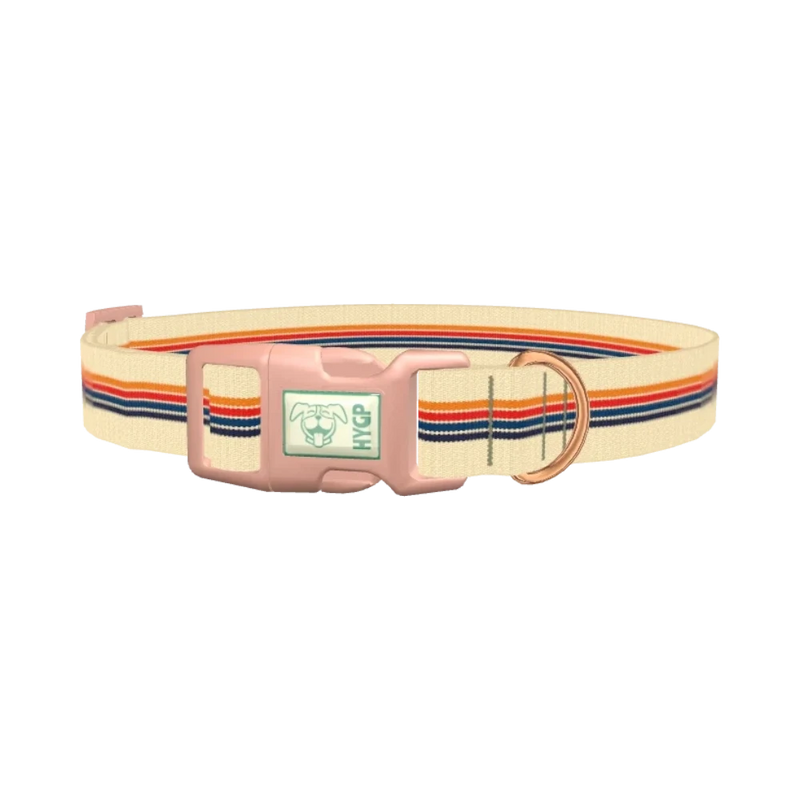 Retro Stripe Dog Collar - plastic rose gold