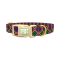 Festive Blue Plaid Dog Collar - plastic gold