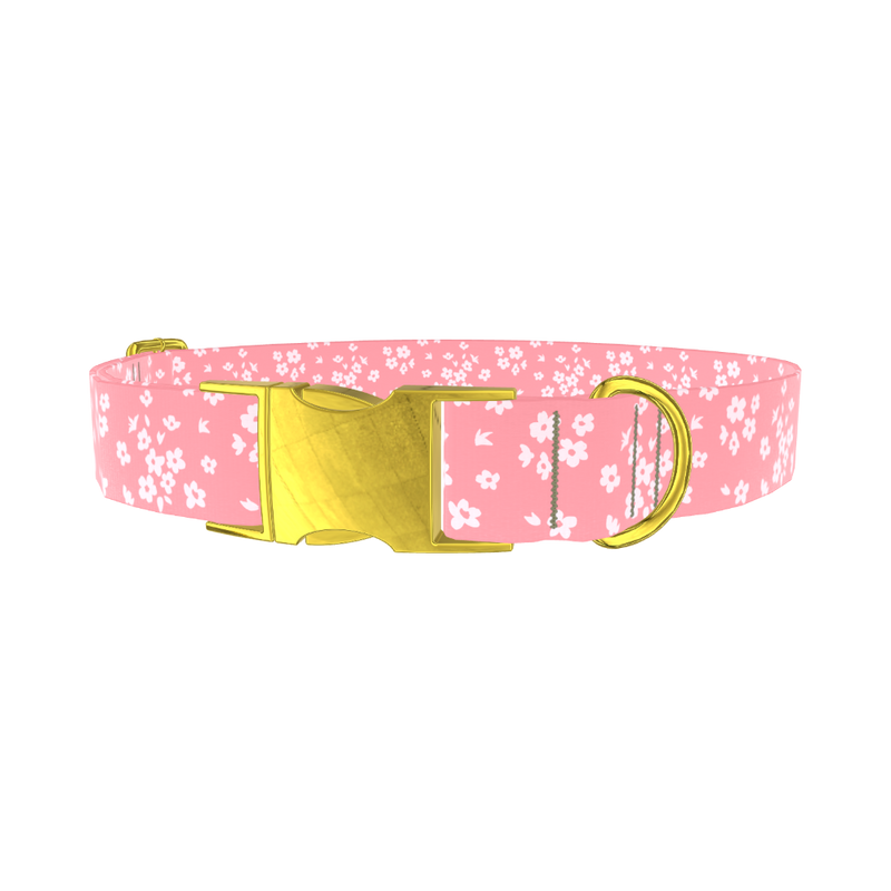 Floral Blossom Dog Collar - metal gold