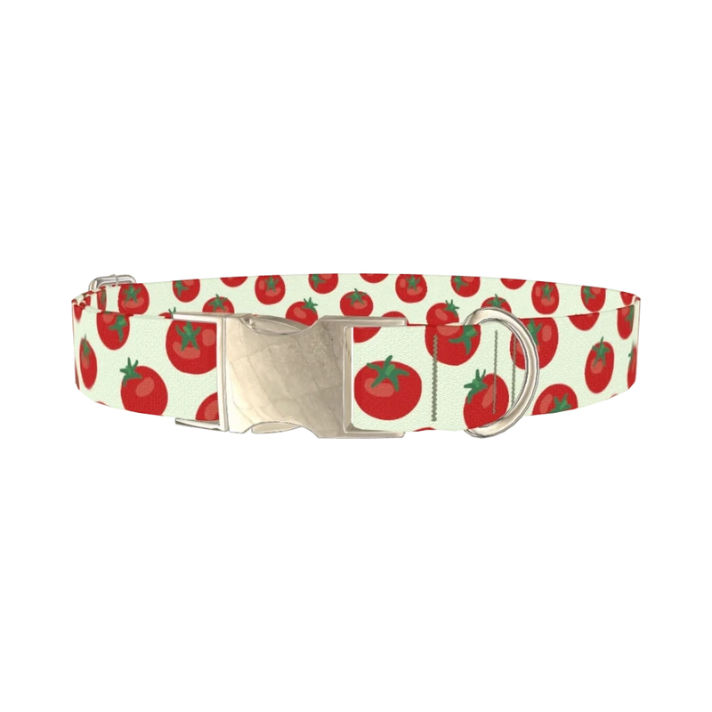 Tomato Pattern Dog Collar - metal silver