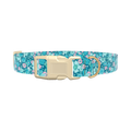 Floral Blue Dog Collar - plastic rose gold