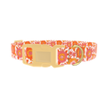 Orange Floral Burst Dog Collar - plastic gold