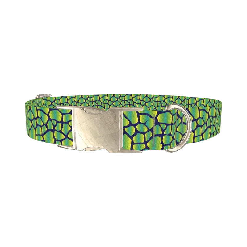 Geometric Animal Print Dog Collar - metal silver