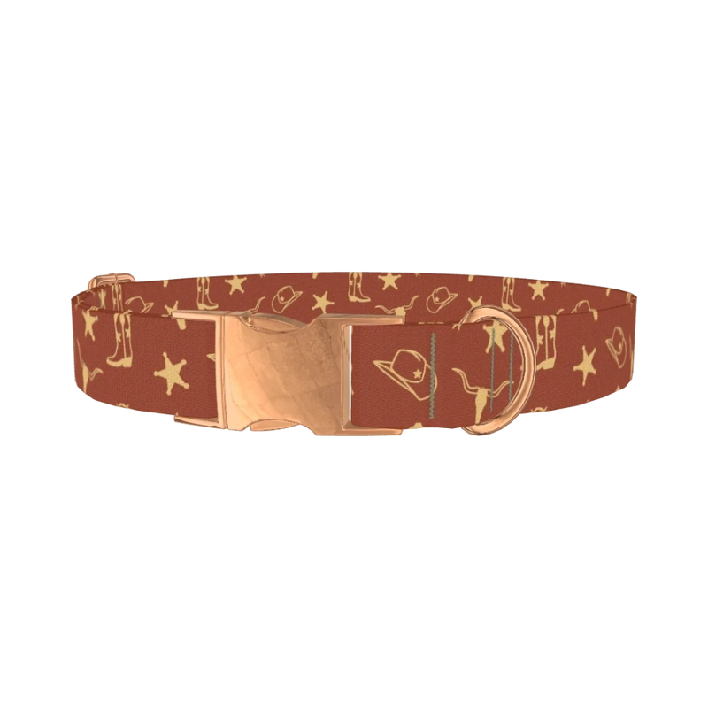 Western Rodeo Dog Collar - metal rose gold