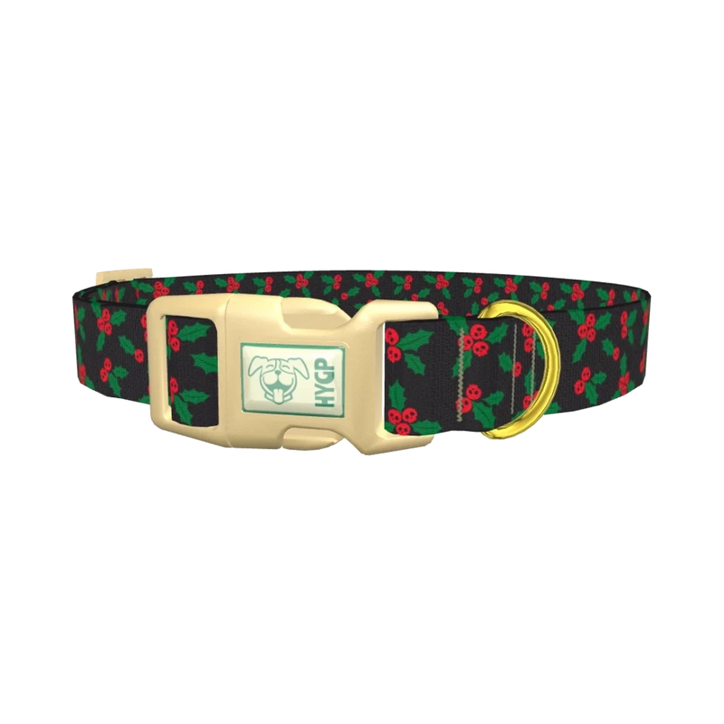 Christmas Skull Berry Dog Collar - plastic gold
