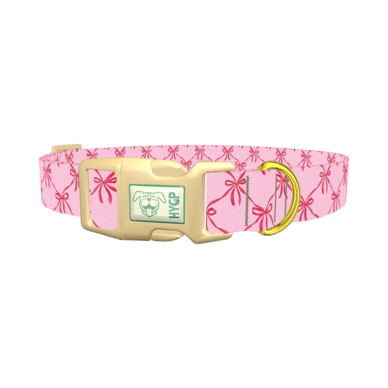 Diamond Bow Dog Collar - plastic gold