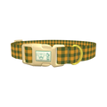 Green Yellow Checkered Dog Collar - plastic gold