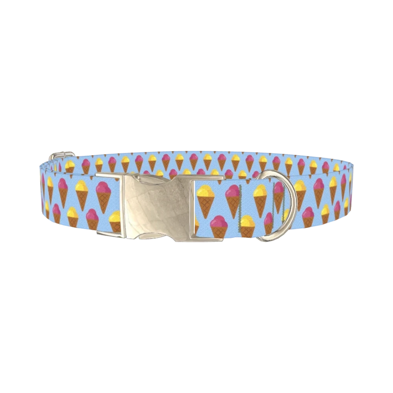 Colorful Ice Cream Cone Dog Collar - metal silver