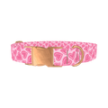 Pink Sketch Heart Dog Collar - metal rose gold