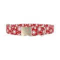 Festive Snowflake Dog Collar - metal silver