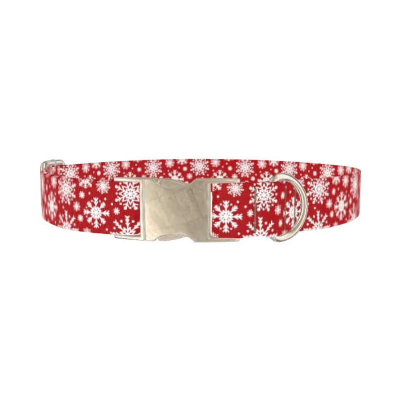 Festive Snowflake Dog Collar - metal silver