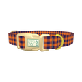 Plaid Orange Dog Collar - plastic gold
