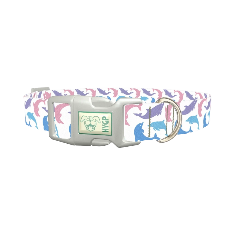 Pastel Dolphin Dog Collar - plastic silver