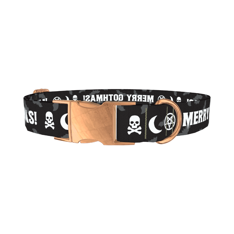 Gothic Christmas Dog Collar - metal rose gold