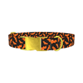 Orange Halloween Bat Pattern Dog Collar - metal gold