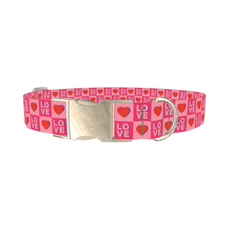 Valentine Love Dog Collar - metal silver