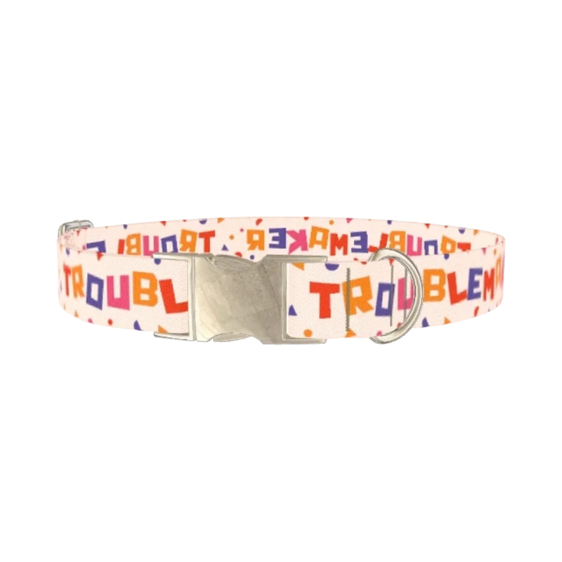 Geometric Letter Dog Collar - metal silver