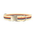 Retro Stripe Dog Collar - metal silver