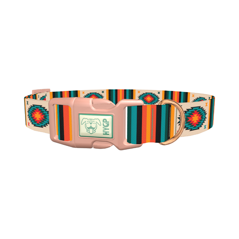 Tribal Geometric Stripes Dog Collar - plastic rose gold