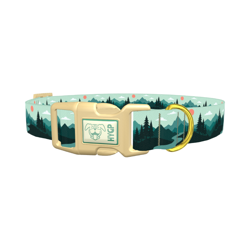 Forest Mountain Dog Collar - plastic gold