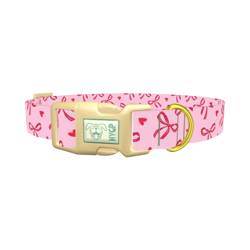 Valentine Bow Dog Collar - plastic gold