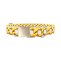 Chain Link Pattern Dog Collar - metal silver