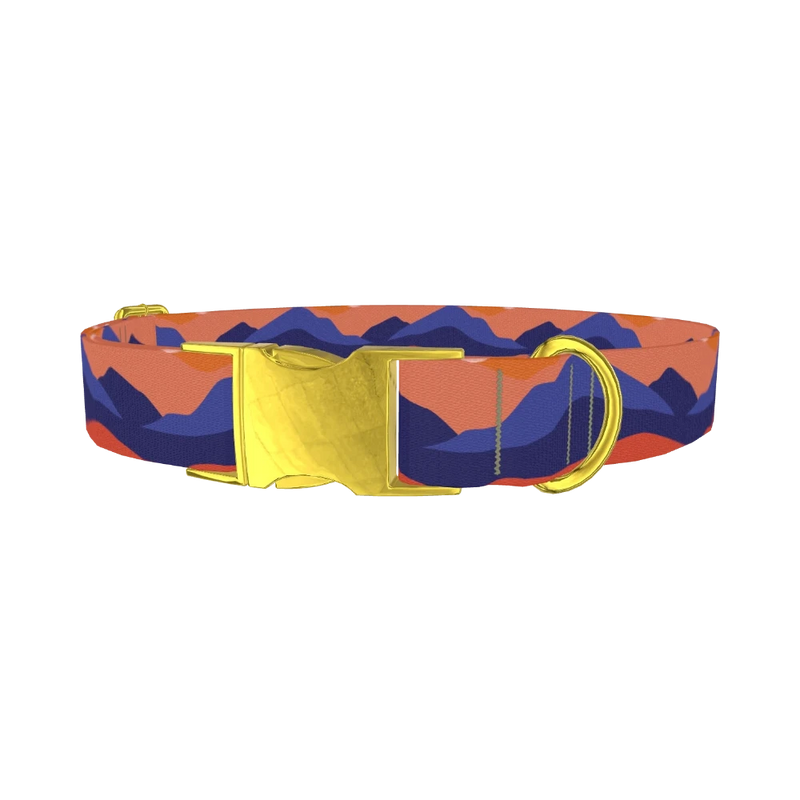 Abstract Mountain Dog Collar - metal gold