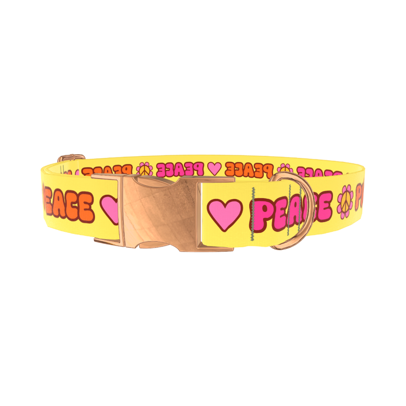 Peace Hippie Dog Collar - metal silver