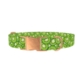 Green Kiwi Slice Dog Collar - metal rose gold