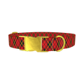Rhombus Christmas Plaid Dog Collar - metal gold