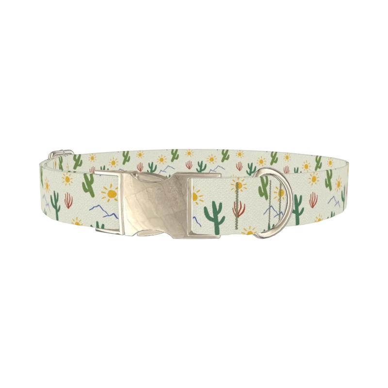 Sunny Cactus Dog Collar - metal silver