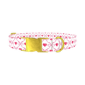 Pink Bow Heart Dog Collar - metal gold