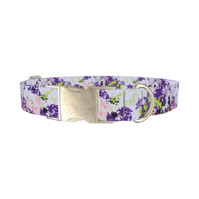 Abstract Splatter Dog Collar - metal silver