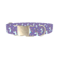 Purple Unicorn Magic Dog Collar - metal silver