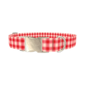 Plaid Pattern Dog Collar - metal silver