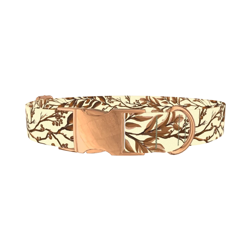 Botanical Branches Dog Collar - metal rose gold