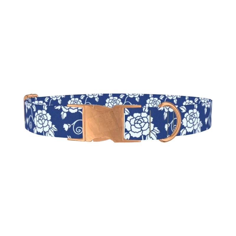 Floral Pattern Dog Collar - metal rose gold