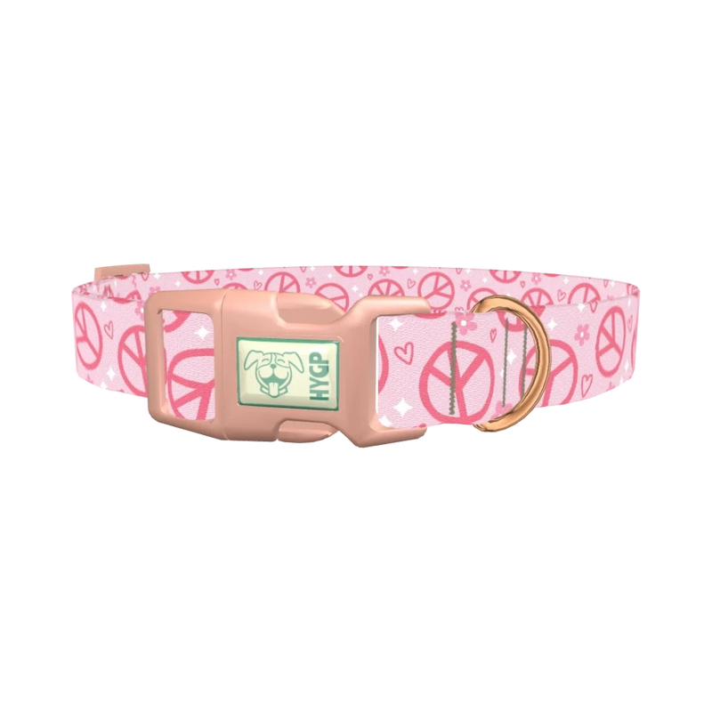 Peace Flower Dog Collar - plastic rose gold