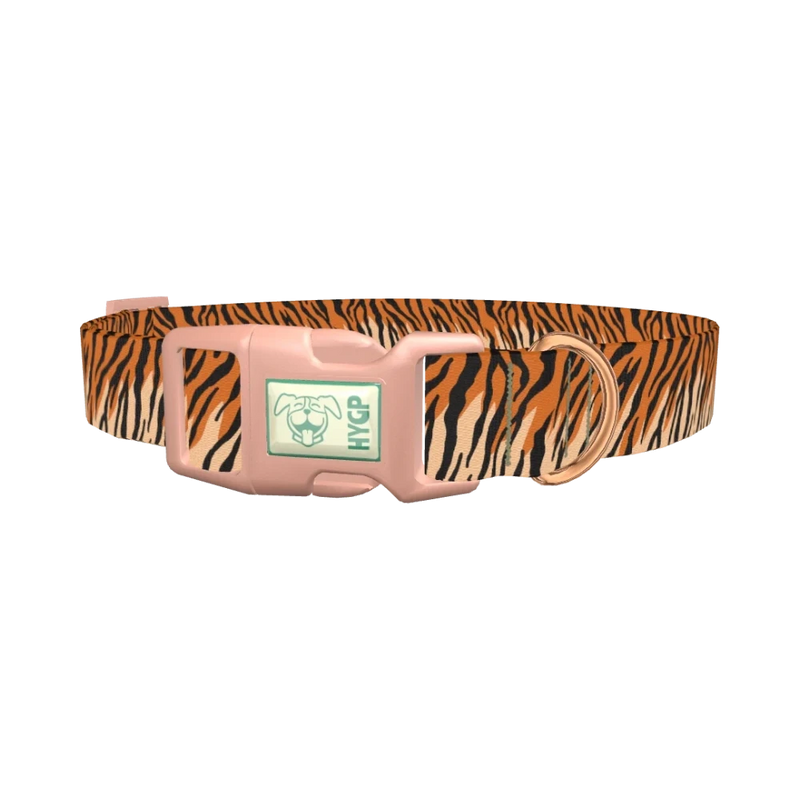 Tiger Stripe Dog Collar - plastic rose gold