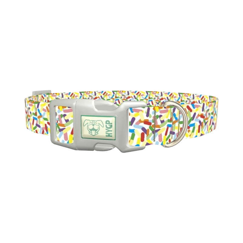 Confetti Pattern Dog Collar - plastic silver