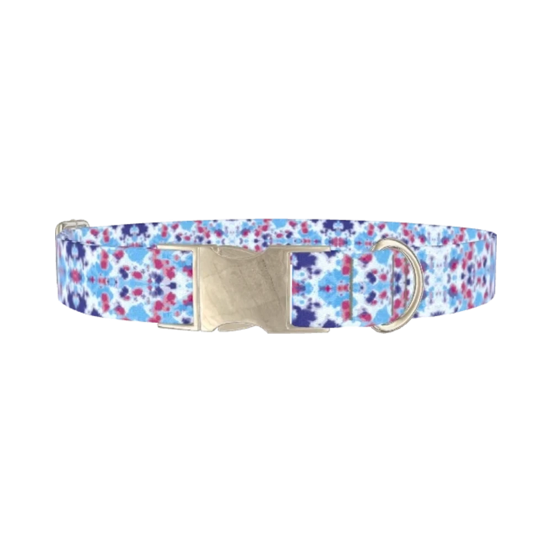 Color Splash Tie-Dye Dog Collar - metal silver