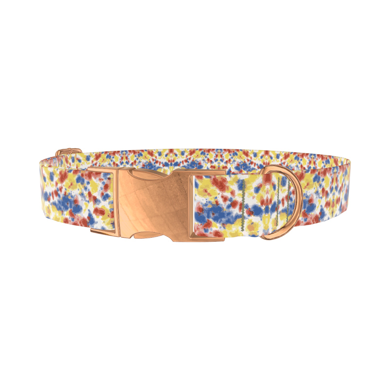 Tie Dye Dog Collar - metal silver
