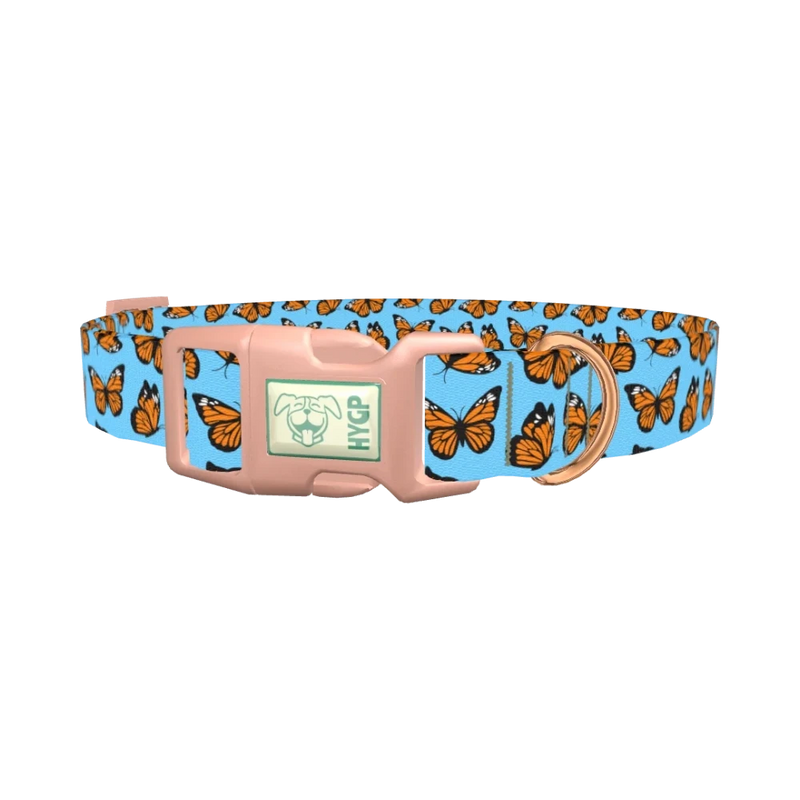 Monarch Butterfly Dog Collar - plastic rose gold
