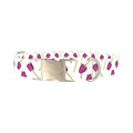 Purple Tulip Floral Dog Collar - metal silver