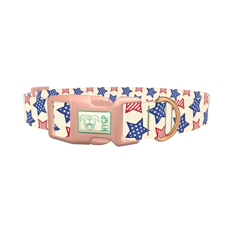 Striped Stars Dog Collar - plastic rose gold